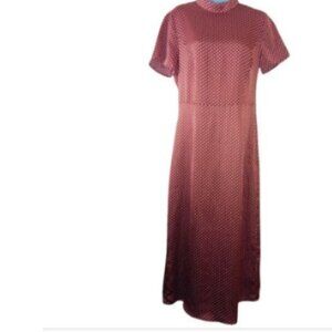 Vila Womens Vikatie Dot High Neck Midi Dress Golden Rust Satin 6